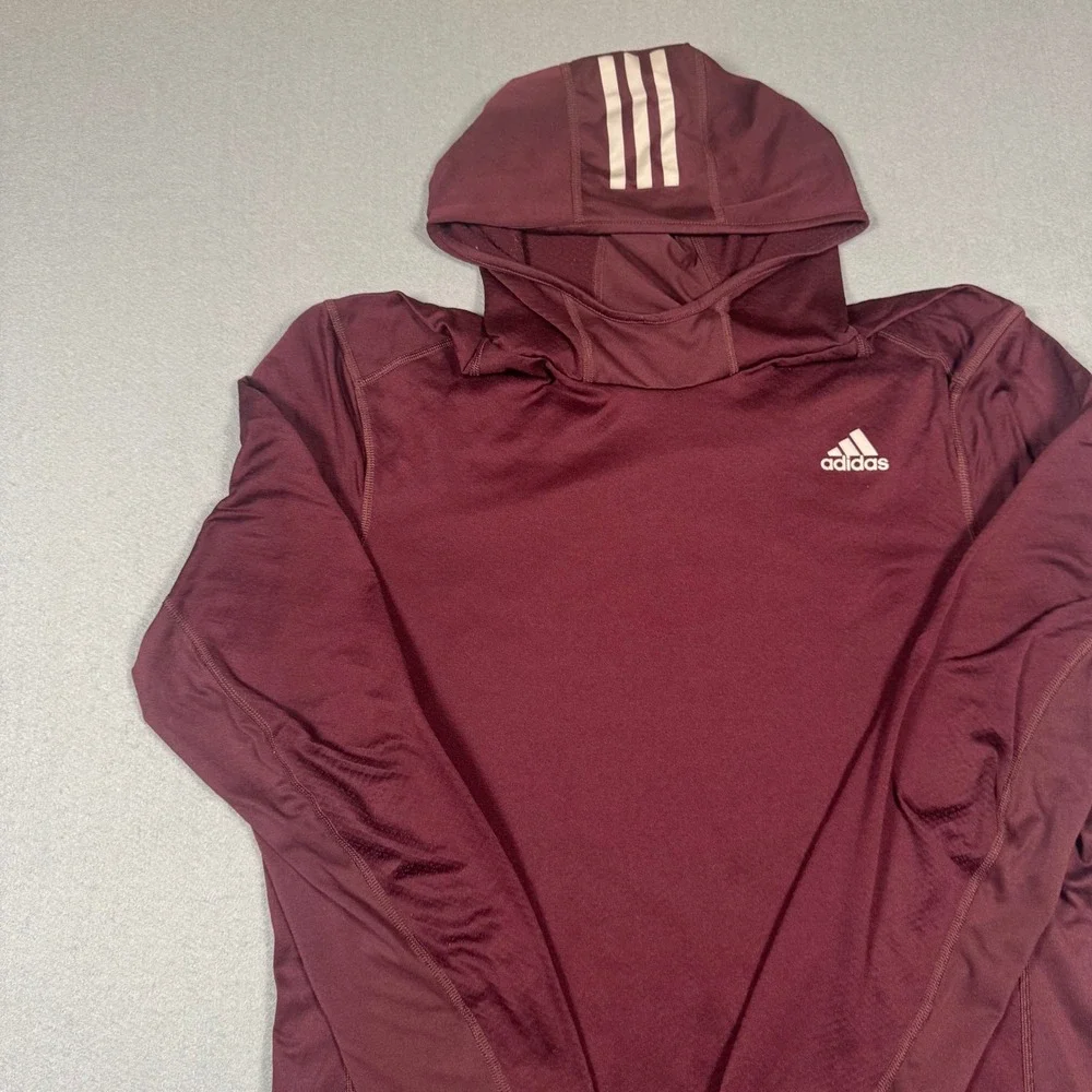 Adidas Energy Running Climawarm Hoodie Maroon Burgundy Mens Large Long Sleeve